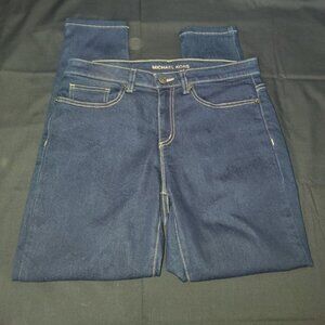 Micheal Kors izzy cropped skinny Jeans.  Size 8. Dark blue with gold. Nwot